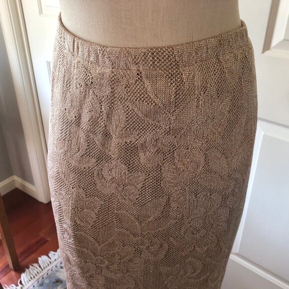 DAMIANOU 3 PIECE LACE SHIMMERY LONG DRESS WORN ONCE MOTHER OF BRIDE CHAMPAGNE - Picture 3 of 16